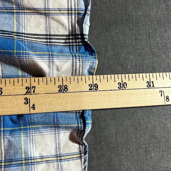 Mecca Since Day One Shirt Mens Large Blue Plaid Button Up Long Sleeve Streetwear - Picture 8 of 9